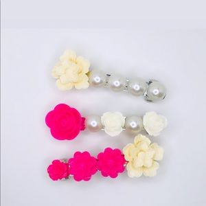 ♡ 2 for 20$ ♡Pink Pearl Flower Hair Barrette Clips